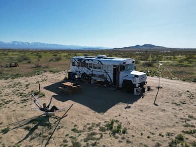 Skoolie Vacation Rental - Drone Photography and Bird\'s eye view